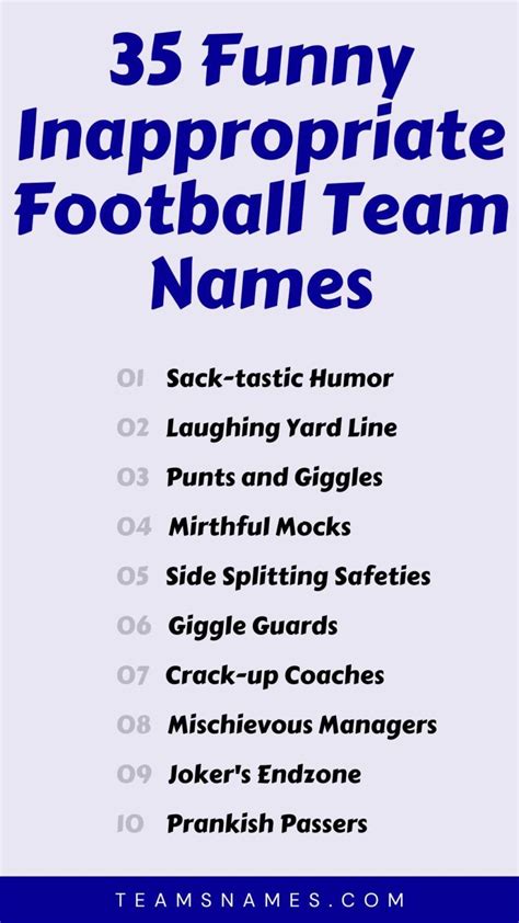 Inappropriate NFL fantasy football team names to。